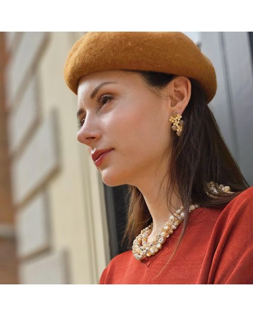 Farra Metallic Flower Agate Statement Earrings