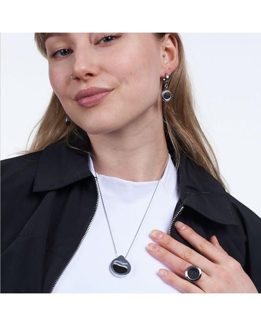 My Little Nature Blue Designer Handcrafted Statement Necklace With Volcanic Sand Nature-Inspired Stainless Steel Jewelry, Unique Gift For Her
