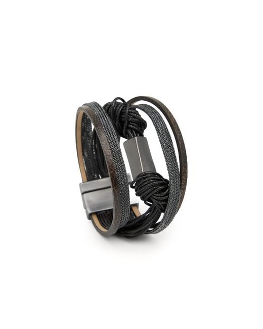 Saachi Black Rectangle Charm Cord Bracelet