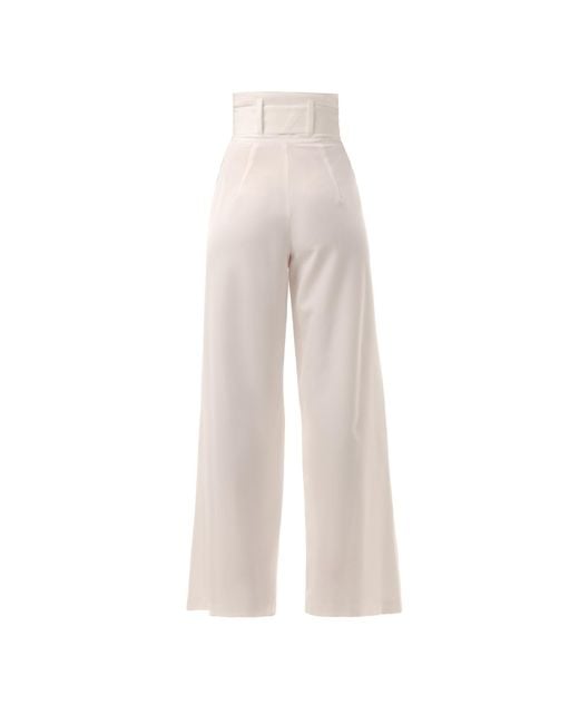Julia Allert White High Waist Long Wide Leg Trousers –