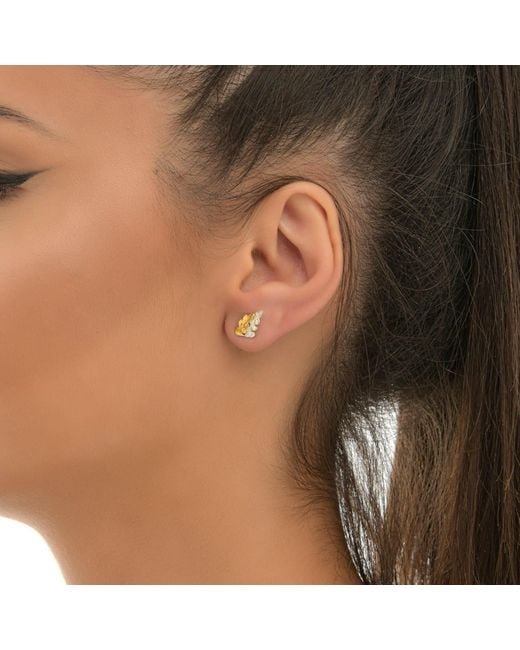 Mother Nature Jewelry Metallic Two-Tone Fern Leaf Earrings, Handmade Minimalist Studs