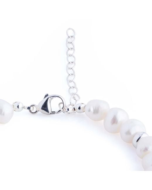 N'damus London White Nacre Sterling & Ivory Baroque Pearl Bracelet With Button