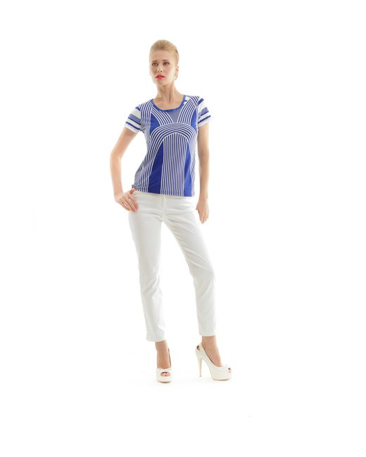 Conquista Blue Royal Graphic Jersey Top – Short Sleeves, Stretch Fit