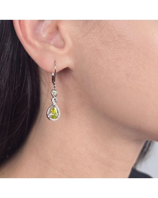 Harfi White Peridot August Birthstone Teardrop Dangle Sterling Earrings