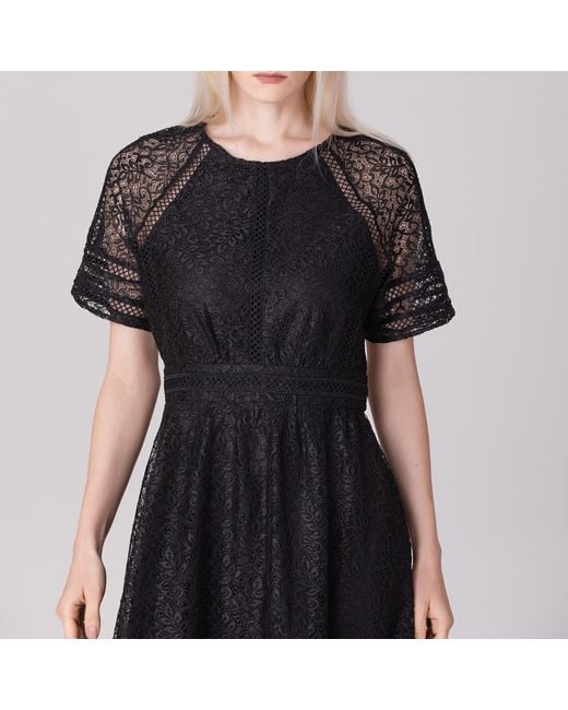 Smart and Joy Black All-Lace Flared Dress And Trims