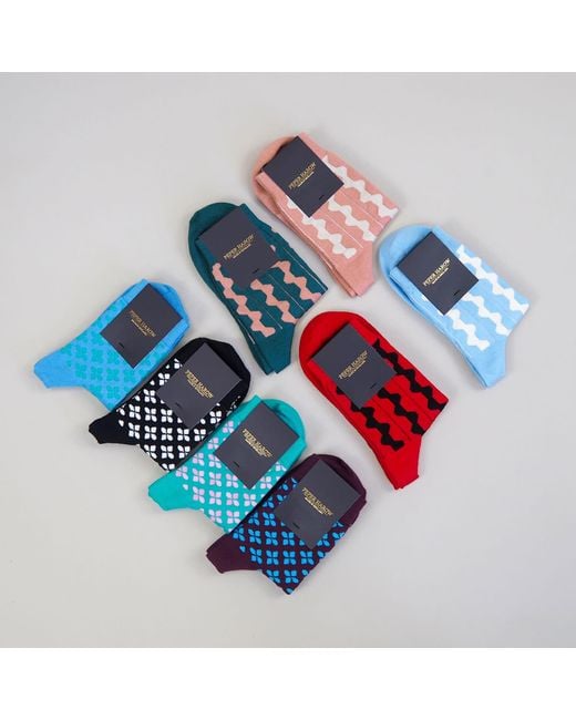 Peper Harow - Made in England Blue Clover Socks
