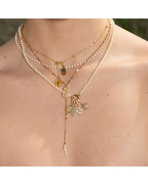 Alexie of Athens Metallic Collected Charms Cross Lariat