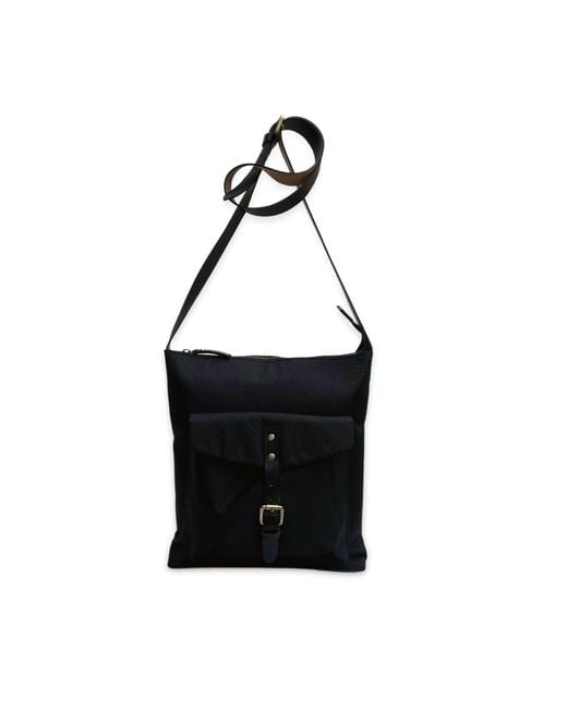 VIDA VIDA Black Nylon & Leather Messenger Bag for men