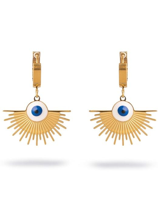 Ebru Jewelry Metallic Radiant Evil Eye Earrings