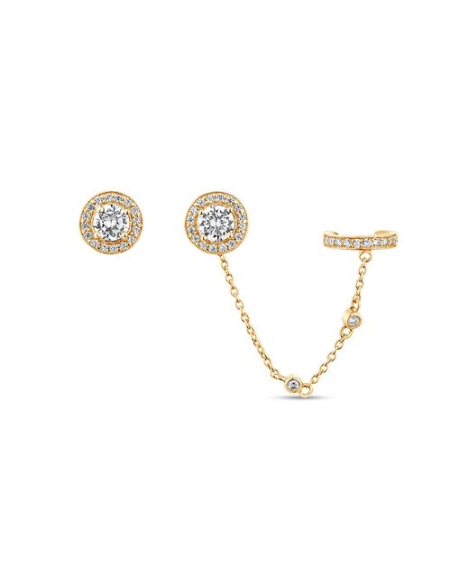 SALLY SKOUFIS Metallic Aliven Stud & Earcuff Set With Made White Diamonds In Gold