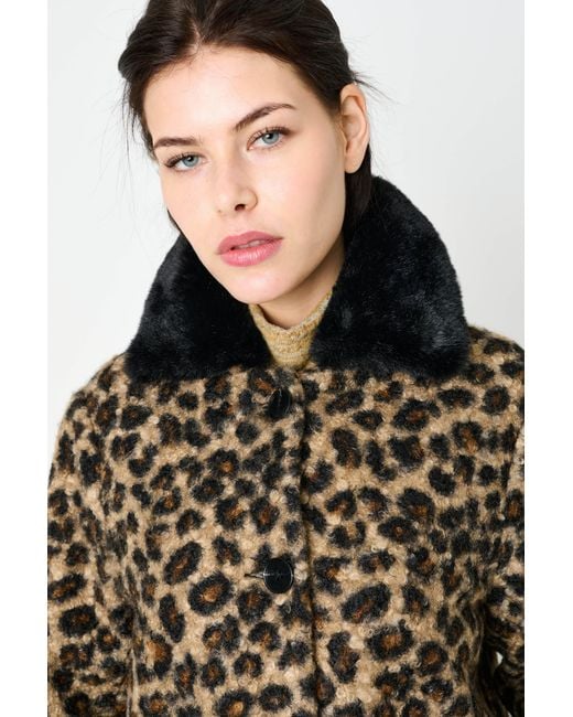Louche Black Apple Animal Teddy Faux Fur Collar Jacket