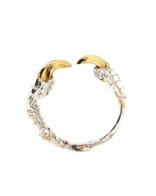 Tessa Metcalfe Metallic Single Claw Ring With Gold Nails Silver