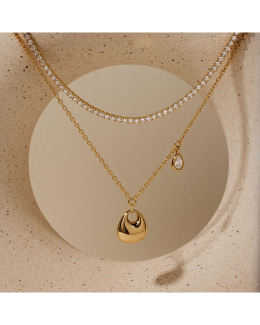 Vanhi White Nora Double Pendant Necklace & Bracelet Set