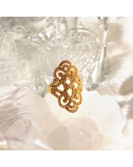 Seven Saints White Infinite Love Pave Adjustable Ring, Over Sterling, Topaz