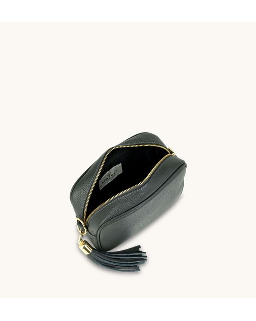 Apatchy London Black The Tassel Dark Leather Crossbody Bag