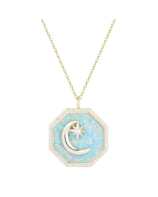 KAMARIA Metallic Octagon Moon Medallion Necklace
