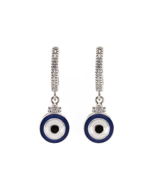 Ebru Jewelry Blue Evil Eye Sterling Silver Earrings