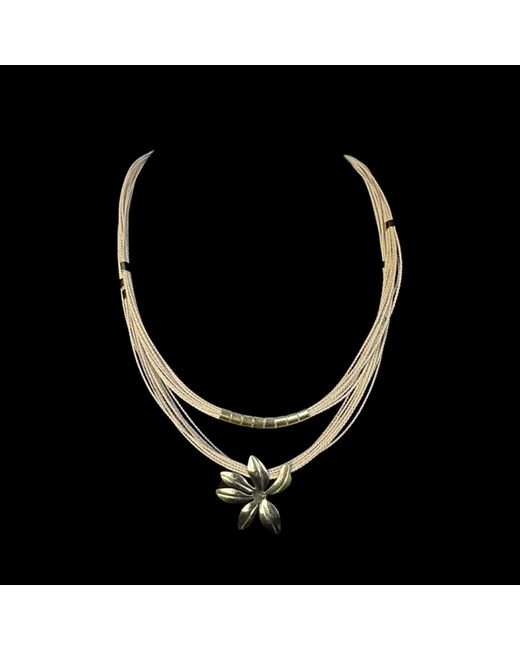 Nart Nature Making Art Metallic Neutrals The Flower Buriti Natural Fiber Necklace