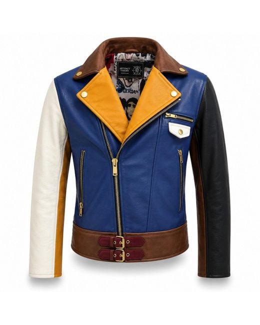 Zasta Studio Blue Artifact Theory Biker Leather Jacket