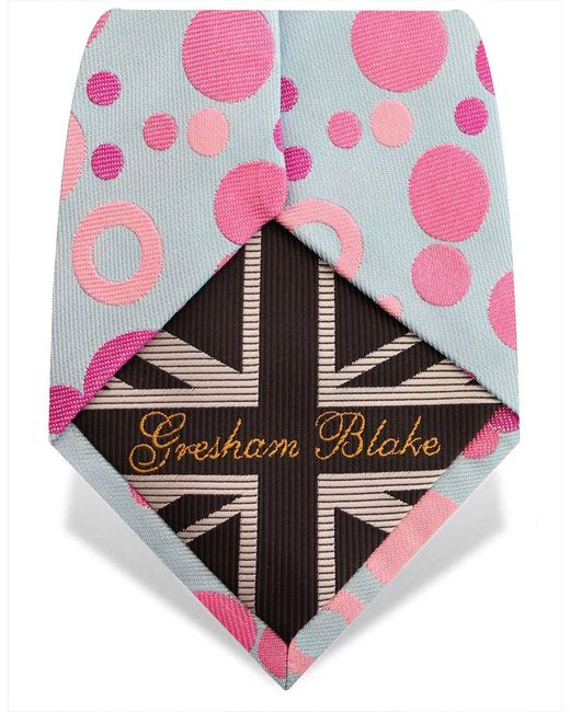 Gresham Blake Pink Spots Silk Tie for men