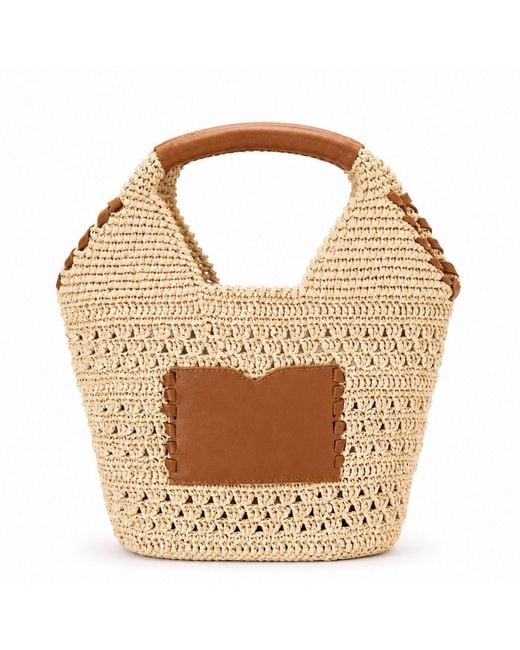 Hamel Atelier Metallic Neutrals Handwoven Raffia & Leather Handbag