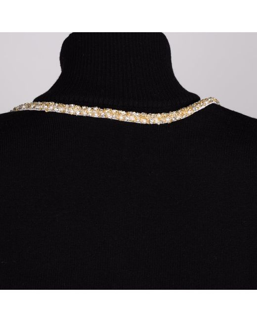 House of Laines London Black Laines Couture Quarter Zip Jumper With Embellished Crystal & Pearl Snake