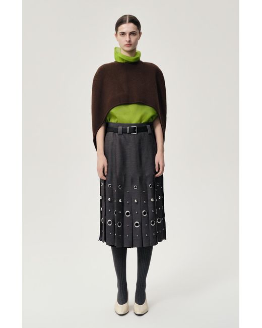 FRONT ROW SHOP Green Silk Organza Turtleneck Top