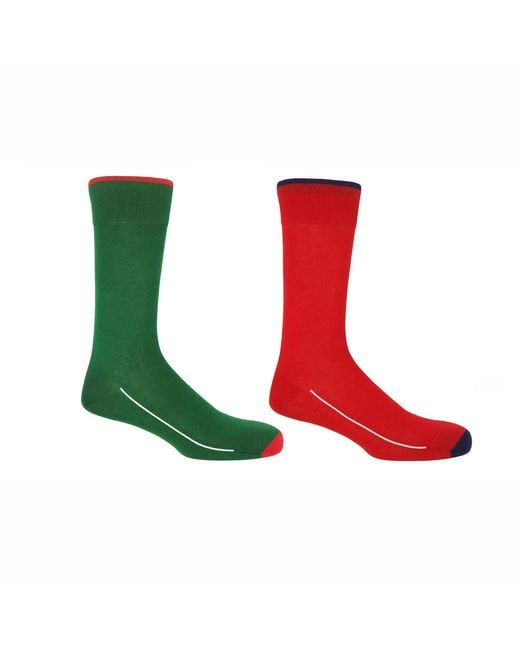 Peper Harow - Made in England Green Cinnabar & Emerald Square Mile Socks for men