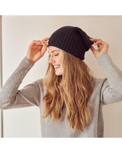 Bel Cashmere Blue Plain Knitted Cashmere Hat