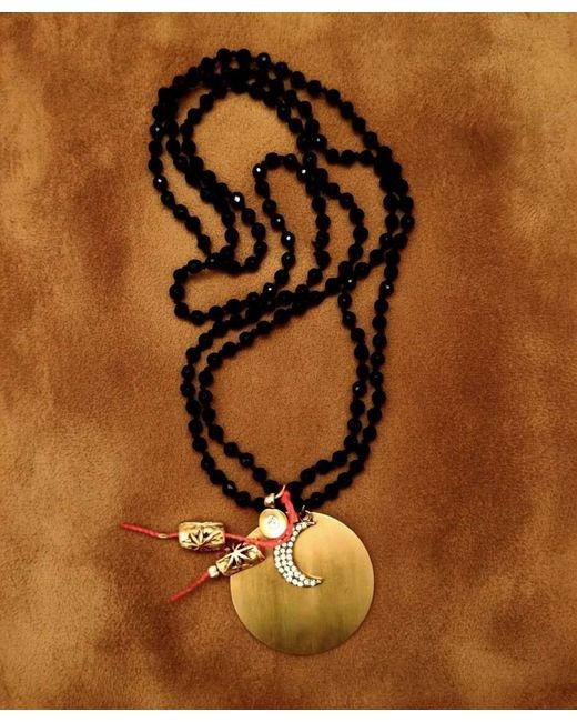 Persia Dona Jewelry Metallic Circle X Moon Necklace
