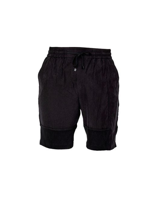 Smart and Joy Black Bi-Material Casual Shorts for men