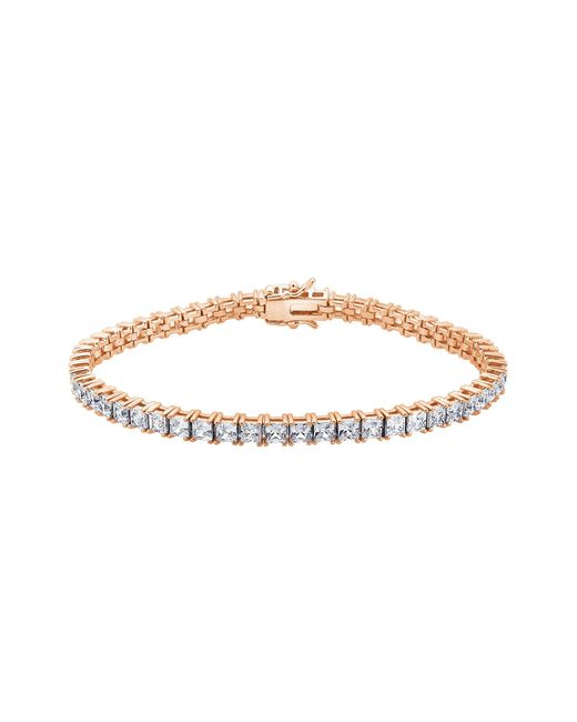Diamonbliss Metallic Classic Three Millimeter Princess Cut Tennis Bracelet, Platinum