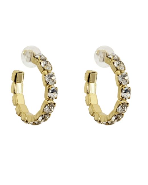 Laura Gray Metallic Diamond Crystal Hoop Earrings