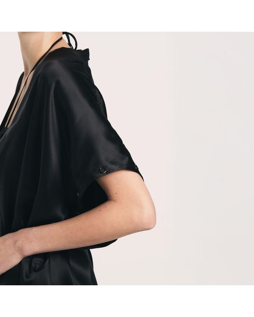 Lunatic Femme Black Stroke Of Midnight Silk Kimono Robe