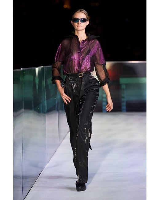 Monzlapur New York Purple Mesh Silk Organza Shirt