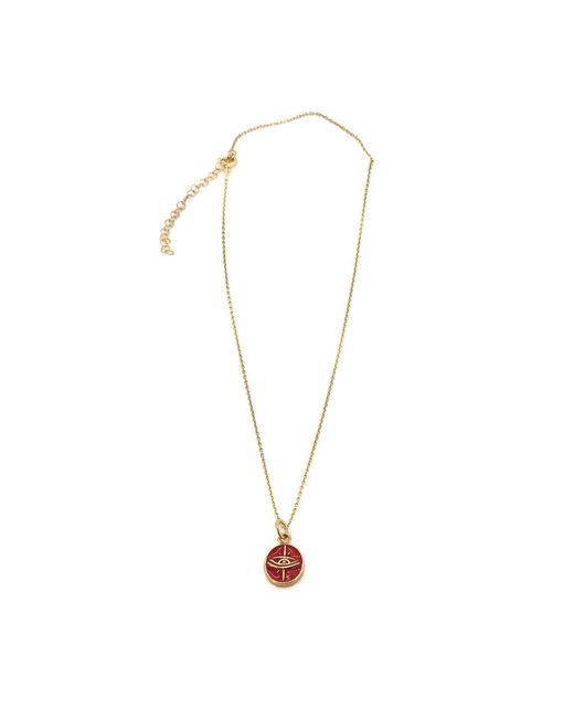 Ebru Jewelry Red Enamel Evil Eye Minimalist Protective Necklace