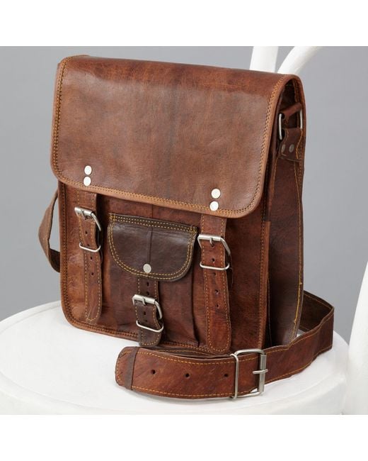 VIDA VIDA Brown Vida Vintage Leather Day Satchel for men