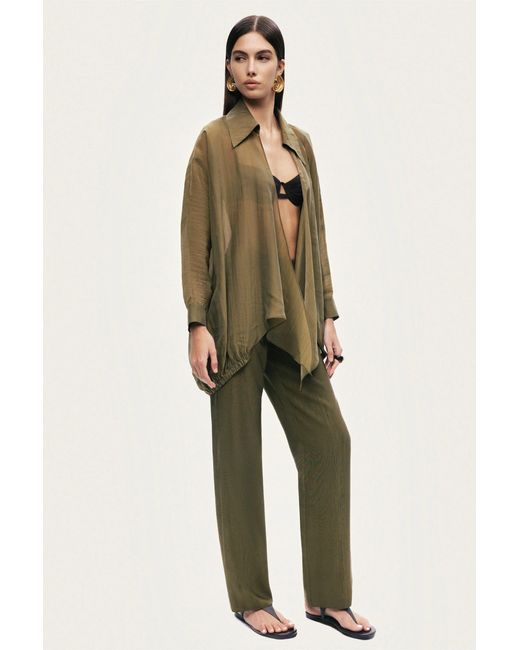 Nocturne Green Neutrals Fluid Open-Front Shirt