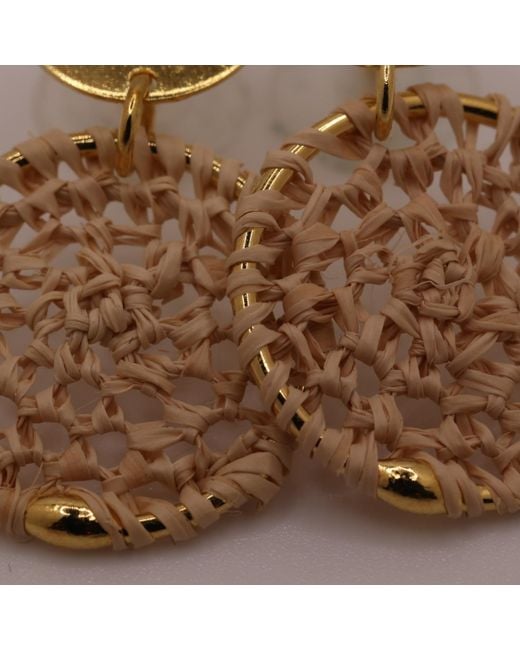 Nart Nature Making Art Metallic The Small Dreamcatcher Buriti Natural Fiber Earrings