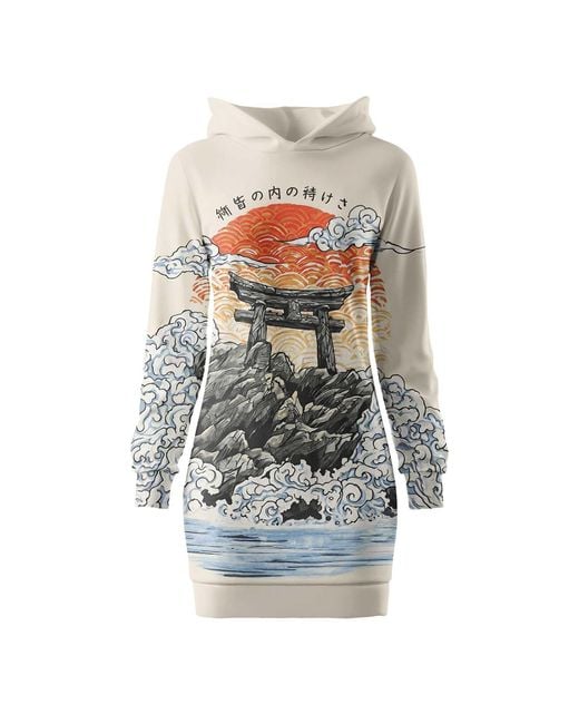 Aloha From Deer Gray Neutrals Torii Gate Oversize Hoodie Dress