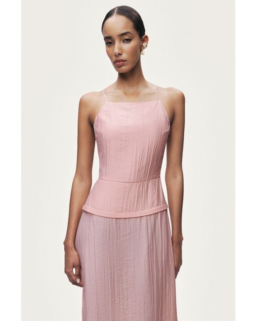 Nocturne Pink Spaghetti Strap Midi Dress