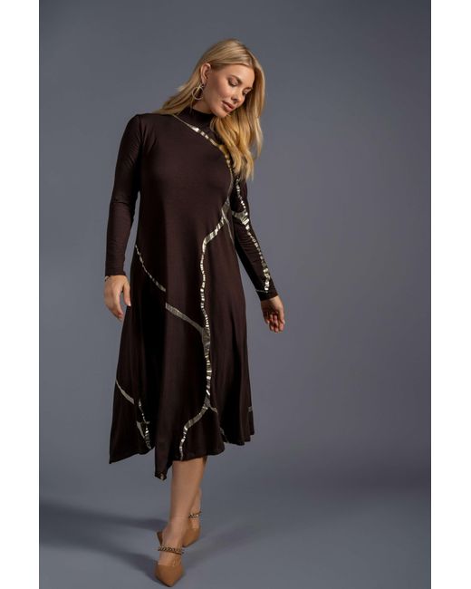 Esther Saadia Black Mock Neck Hikari Champagne Foil Kintsugi Dress