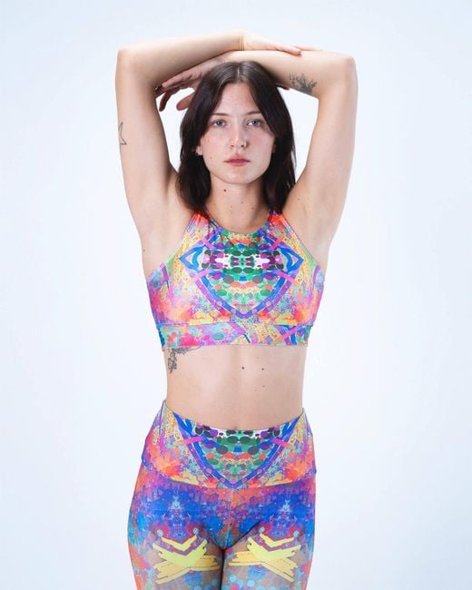 Lilia Munn Blue High Support Racerback Sports Bra–