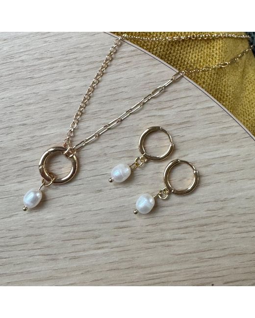 My Little Nature Metallic Freshwater Pearl And Plated Circle Necklace