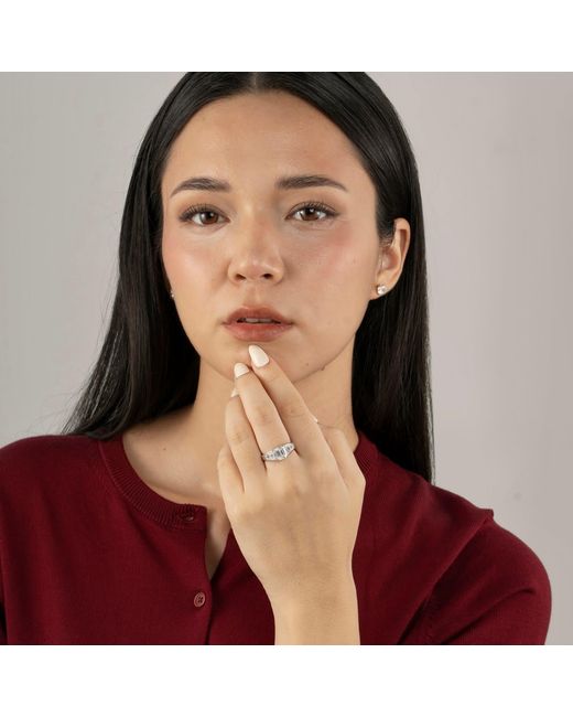 Diamonbliss Metallic Emerald Cut Tapered Engagement Ring