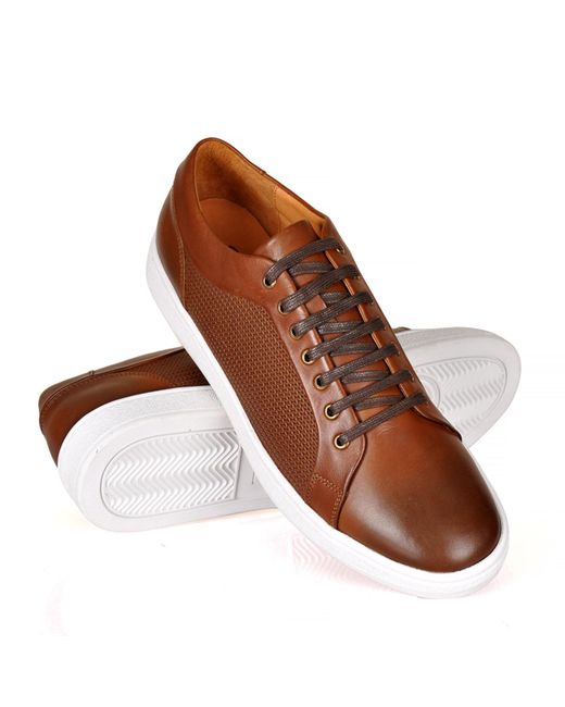 DAVID WEJ Brown Bradford Leather Sneakers for men