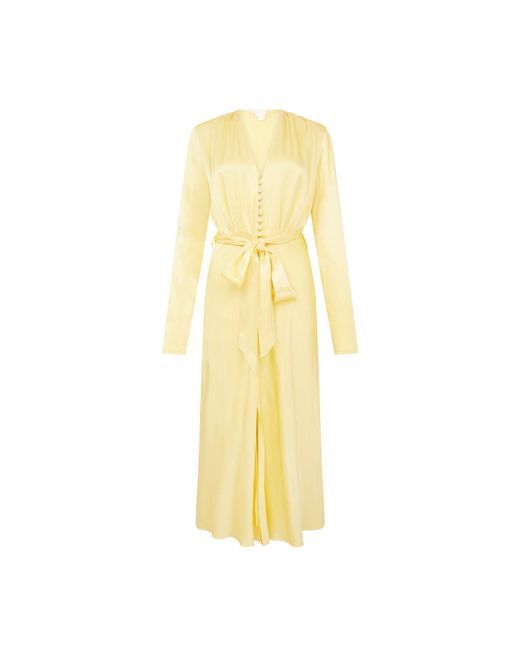 Ghost Yellow Meryl Butter Satin Midi Dress