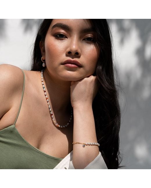 Dower & Hall White Luna Pearl, Chain & Aquamarine Drop Bracelet