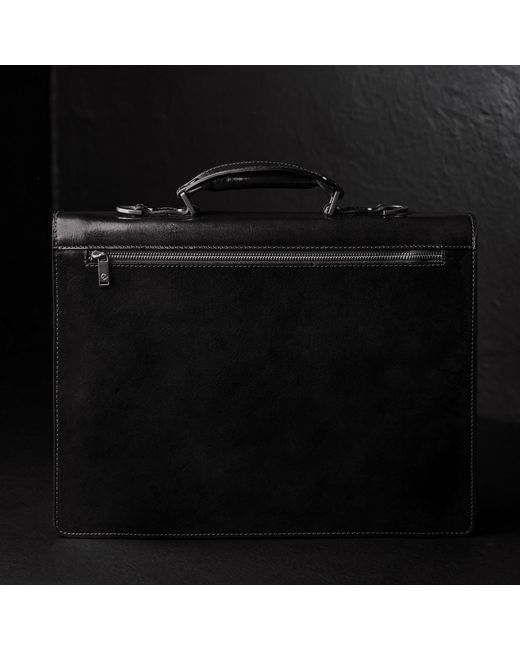 Time Resistance Black Classic Design Leather Briefcase for men