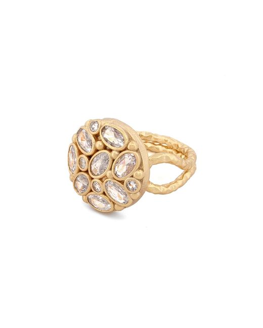 Ebru Jewelry Metallic Radiant Cluster Swarovski Crystal Adjustable Ring